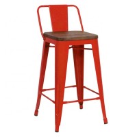 Industrial metal bar stool with low back JR-3B26W