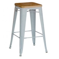 Industrial metal bar stool with wooden top JR-3B24W